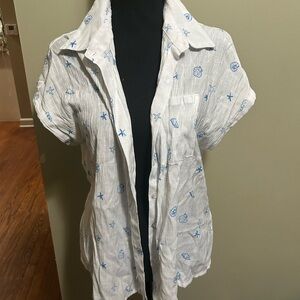 white short sleeve cardigan